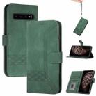 For Samsung Galaxy S10+ Cubic Skin Feel Flip Leather Phone Case(Dark Green) - 1