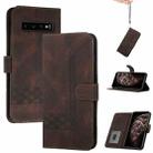 For Samsung Galaxy S10+ Cubic Skin Feel Flip Leather Phone Case(Dark Coffee) - 1