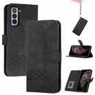 For Samsung Galaxy S21 5G Cubic Skin Feel Flip Leather Phone Case(Black) - 1