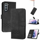 For Samsung Galaxy S21+ 5G Cubic Skin Feel Flip Leather Phone Case(Black) - 1