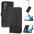 For Samsung Galaxy S22+ 5G Cubic Skin Feel Flip Leather Phone Case(Black) - 1