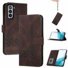 For Samsung Galaxy S22+ 5G Cubic Skin Feel Flip Leather Phone Case(Dark Coffee) - 1