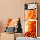 For Samsung Galaxy Z Flip3 5G GKK Electroplating Tempered Glass Painted Phone Case(Agate Red) - 1