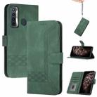 For Tecno Camon 17 Cubic Skin Feel Flip Leather Phone Case(Dark Green) - 1