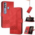 For Tecno Spark 7 Pro Cubic Skin Feel Flip Leather Phone Case(Red) - 1