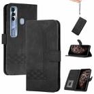 For Tecno Spark 7 Pro Cubic Skin Feel Flip Leather Phone Case(Black) - 1