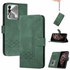 For Tecno Spark 8 Cubic Skin Feel Flip Leather Phone Case(Dark Green) - 1