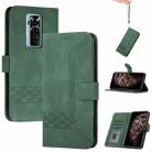 For Tecno Phantom X Cubic Skin Feel Flip Leather Phone Case(Dark Green) - 1