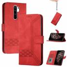 For Xiaomi Redmi 9 Cubic Skin Feel Flip Leather Phone Case(Red) - 1
