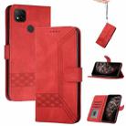 For Xiaomi Redmi 9C Cubic Skin Feel Flip Leather Phone Case(Red) - 1