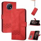 For Xiaomi Redmi Note 9T Cubic Skin Feel Flip Leather Phone Case(Red) - 1