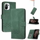 For Xiaomi Mi 11 Cubic Skin Feel Flip Leather Phone Case(Dark Green) - 1