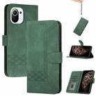 For Xiaomi Mi 11 Pro Cubic Skin Feel Flip Leather Phone Case(Dark Green) - 1