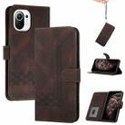 For Xiaomi Mi 11 Pro Cubic Skin Feel Flip Leather Phone Case(Dark Brown) - 1