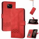 For Xiaomi Poco X3 NFC Cubic Skin Feel Flip Leather Phone Case(Red) - 1