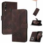 For Huawei P40 Lite E Cubic Skin Feel Flip Leather Phone Case(Dark Brown) - 1