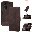 For Honor V40 5G Cubic Skin Feel Flip Leather Phone Case(Dark Brown) - 1