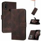 For OPPO A8 Cubic Skin Feel Flip Leather Phone Case(Dark Brown) - 1