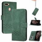 For OPPO A12 Cubic Skin Feel Flip Leather Phone Case(Dark Green) - 1