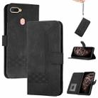 For OPPO A12 Cubic Skin Feel Flip Leather Phone Case(Black) - 1