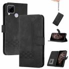 For OPPO A15 Cubic Skin Feel Flip Leather Phone Case(Black) - 1