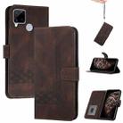 For OPPO Realme C12 / C15 Cubic Skin Feel Flip Leather Phone Case(Dark Brown) - 1