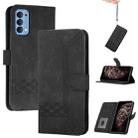 For OPPO Reno4 Cubic Skin Feel Flip Leather Phone Case(Black) - 1