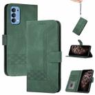 For OPPO Reno4 5G Cubic Skin Feel Flip Leather Phone Case(Dark Green) - 1