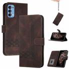 For OPPO Reno4 5G Cubic Skin Feel Flip Leather Phone Case(Dark Brown) - 1