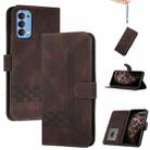 For OPPO Reno4 Pro 5G Cubic Skin Feel Flip Leather Phone Case(Dark Brown) - 1