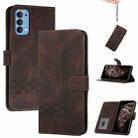 For OPPO Reno5 Pro 5G Cubic Skin Feel Flip Leather Phone Case(Dark Brown) - 1