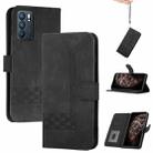 For OPPO Reno6 Pro 5G Cubic Skin Feel Flip Leather Phone Case(Black) - 1