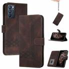 For OPPO Reno6 Pro 5G Cubic Skin Feel Flip Leather Phone Case(Dark Brown) - 1