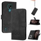 For Motorola Moto E7 Cubic Skin Feel Flip Leather Phone Case(Black) - 1