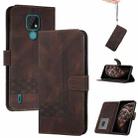 For Motorola Moto E7 Cubic Skin Feel Flip Leather Phone Case(Dark Brown) - 1