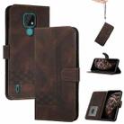 For Motorola Moto E7 Power Cubic Skin Feel Flip Leather Phone Case(Dark Brown) - 1