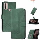 For Motorola Moto E20 / E30 / E40 Cubic Skin Feel Flip Leather Phone Case(Dark Green) - 1