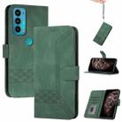 For Motorola Edge 20 Cubic Skin Feel Flip Leather Phone Case(Dark Green) - 1