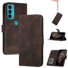 For Motorola Edge 20 Cubic Skin Feel Flip Leather Phone Case(Dark Brown) - 1