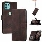 For Motorola Edge 20 Lite Cubic Skin Feel Flip Leather Phone Case(Dark Brown) - 1