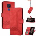 For Motorola Moto G Play 2021 Cubic Skin Feel Flip Leather Phone Case(Red) - 1