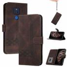 For Motorola Moto G Play 2021 Cubic Skin Feel Flip Leather Phone Case(Dark Brown) - 1