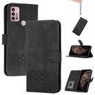 For Motorola Moto G10 / G20 / G30 Cubic Skin Feel Flip Leather Phone Case(Black) - 1