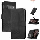 For Google Pixel 6 Pro Cubic Skin Feel Flip Leather Phone Case(Black) - 1