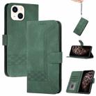 For iPhone 13 Cubic Skin Feel Flip Leather Phone Case(Green) - 1