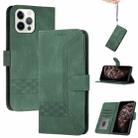 For iPhone 13 Pro Cubic Skin Feel Flip Leather Phone Case (Green) - 1