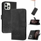 For iPhone 13 Pro Max Cubic Skin Feel Flip Leather Phone Case (Black) - 1