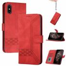 For iPhone X / XS Cubic Skin Feel Flip Leather Phone Case(Red) - 1