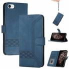 For iPhone SE 2022 / SE 2020 / 8 / 7 Cubic Skin Feel Flip Leather Phone Case(Blue) - 1