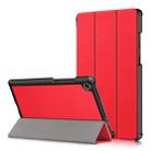 For Lenovo Tab M8 Custer Texture Horizontal Flip Smart TPU Leather Case with Three-folding Holder(Red) - 1